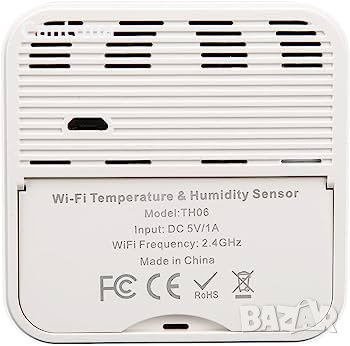 TH06 WiFi интелигентен термометър хигрометър, голям LCD дисплей, USB Захранване, 0℃~60℃ 0%~99% RH, снимка 2 - Друга електроника - 41584101