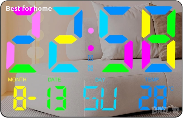 3-инчов LED Дигитален Стенен Часовник – Дистанционно, Температура, Дата, 10 нива на яркост, снимка 5 - Декорация за дома - 52965747