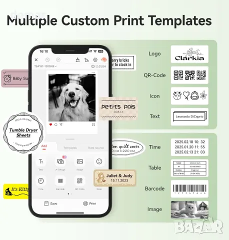 NIIMBOT B21 Pro термопринтер за етикети, 1 пакет 50x30 мм бели етикети, iOS и Android, зелен, снимка 5 - Принтери, копири, скенери - 50274183