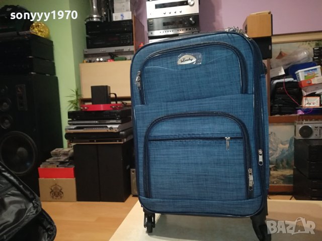 ТРИ КУФАРА В СИН ИЛИ ЧЕРВЕН ДЕНИМ 2608231707, снимка 4 - Куфари - 41974193
