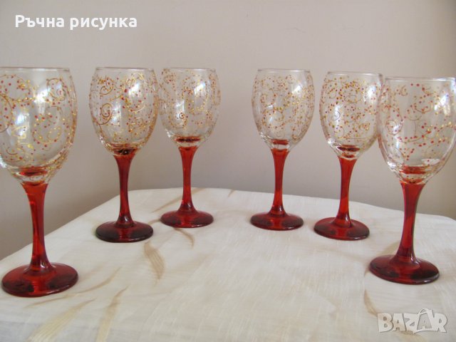 Ръчно рисуван комплект за имен ден-чаши за вино и бутилка,цена 60лв, снимка 3 - Декорация за дома - 34836949