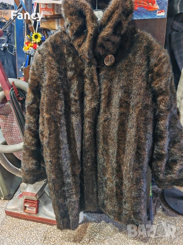 Дамско кожено палто изкуствен косъм