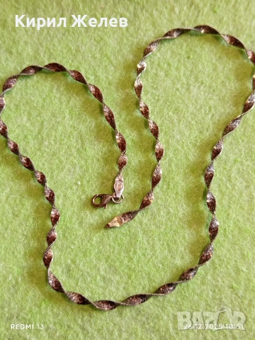 Сребърно колие спираловидна ретро плетка майсторска ръчна изработка Italy 32511, снимка 4 - Колиета, медальони, синджири - 52902577