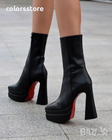 Боти на ток - черна кожа - YSV4, снимка 2 - Дамски боти - 48457903