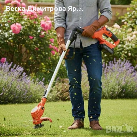 Телескопичен акумулаторен тример за трева 48V с две батерии – мощен, лек и без кабели, снимка 3 - Градинска техника - 52203020