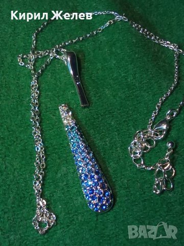 СТАРИ ПОСРЕБРЕНА НЕЖНА ВЕРИЖКА и ВИСУЛКА с КРИСТАЛИ 25168, снимка 8 - Колиета, медальони, синджири - 35308157