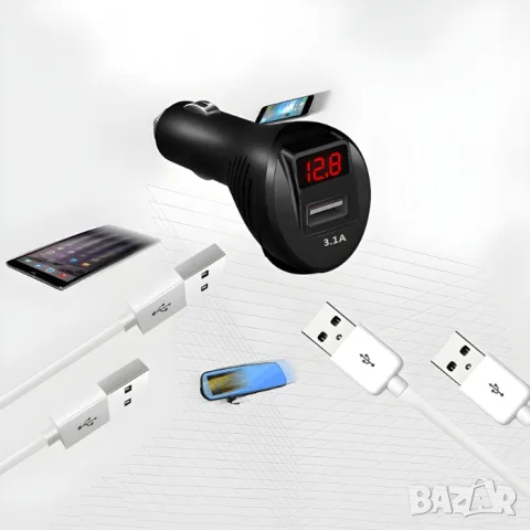 Разклонител за запалка с 2 гнезда USB 3.1A и волтметър, снимка 3 - Аксесоари и консумативи - 55862933