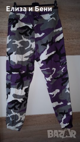 Маскировачен комуфлаж карго  панталон с лилаво, памучен с етикет, снимка 1