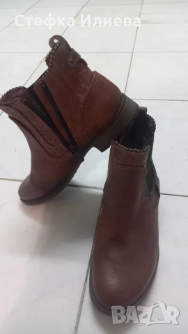 Боти естествена кожа, марка Mustang, снимка 2 - Дамски боти - 52569151