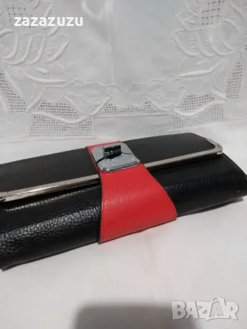 ЕСТЕСТВЕНА КОЖА на HERMES елегантна малка чанта в два цвята - черна и червено, снимка 3 - Чанти - 50015336