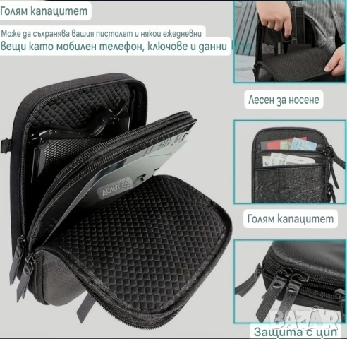 Черна тактическа чанта за оръжие от Еко кожа и плат/кордура/, снимка 2 - Оборудване и аксесоари за оръжия - 51989191