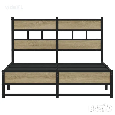 vidaXL Метална рамка за легло, без матрак, сонома дъб, 120x200 см, снимка 4 - Спални и легла - 56147570