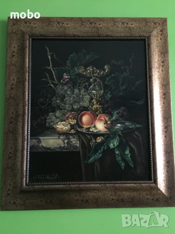 Картина „ натюрморт“ , техника маслени бои/платно/с оригинален подпис на художника, снимка 3 - Картини - 50444057