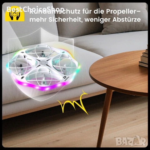 DEERC D13 Мини дрон за деца с избягване на препятствия 6 LED светлинни режима 3 батерии - многоцвете, снимка 9 - Дронове и аксесоари - 53651540