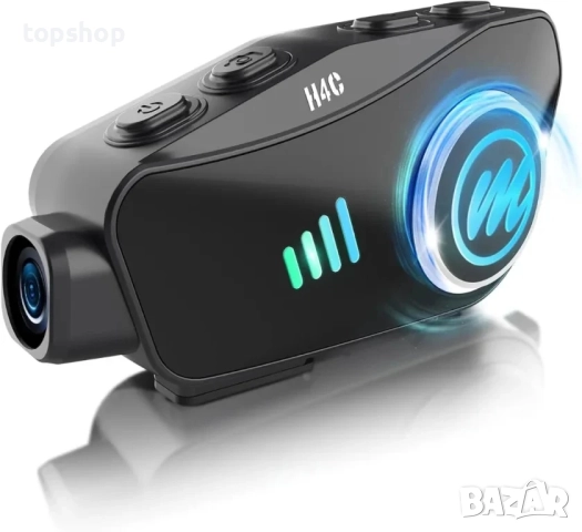 НОВИ IPX6 слушалки за мотоциклетна каска с камера Moman H4C 360° снимане с 32GB TF карта...