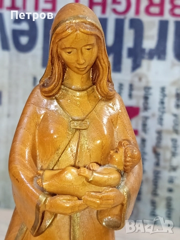 Ръчно резбована дървена фигура"Мадона с младенеца", снимка 5 - Антикварни и старинни предмети - 52817500