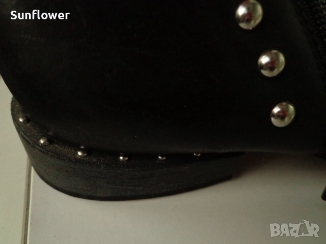 Черни кожени боти с капси Café Noir, размер 40 , снимка 8 - Дамски боти - 51722196