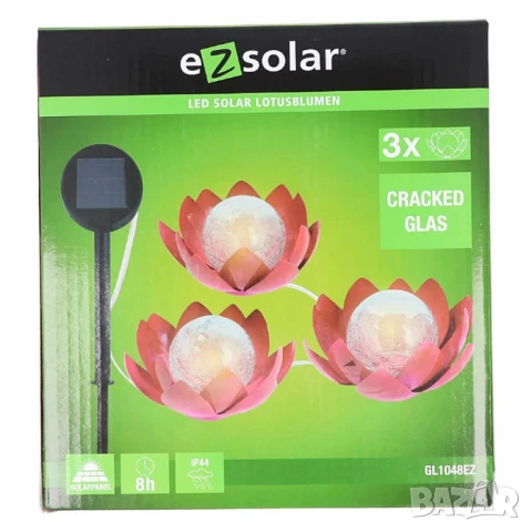 LED слънчев градински соларен панел с 3 светещи лампи цветя, снимка 4 - Лед осветление - 51062848
