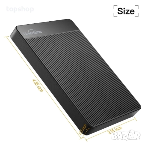 Нов тестван UnionSine 500GB 2.5" ултра тънък преносим външен твърд диск HDD-USB 3.0 за PC, Mac...