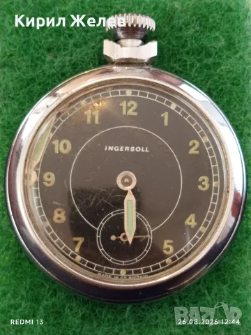 Джобен часовник INGERSOLL Made in Britain рядък за КОЛЕКЦИОНЕРИ 30753, снимка 4 - Джобни - 55815777