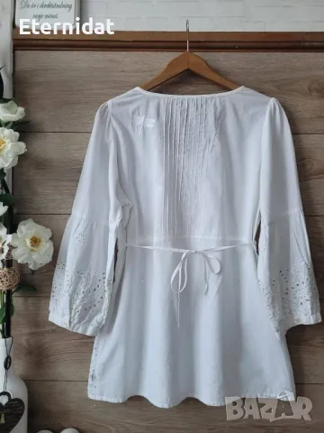 Бяла блуза памучна материя , снимка 2 - Тениски - 50214805