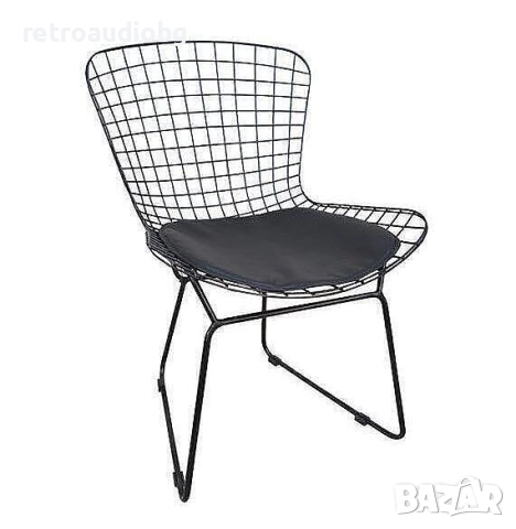 Метален градински стол Саксон черен с възглавничка