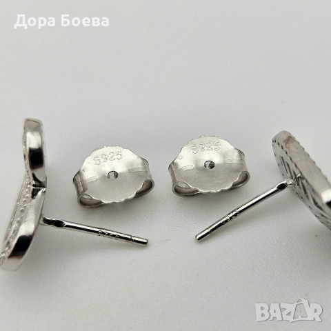 Сребърни обеци: "Сърца", снимка 5 - Обеци - 52597467