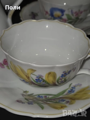 Сервиз за чай "Цветни букети" Meissen, 1930 г., снимка 3 - Антикварни и старинни предмети - 52211286