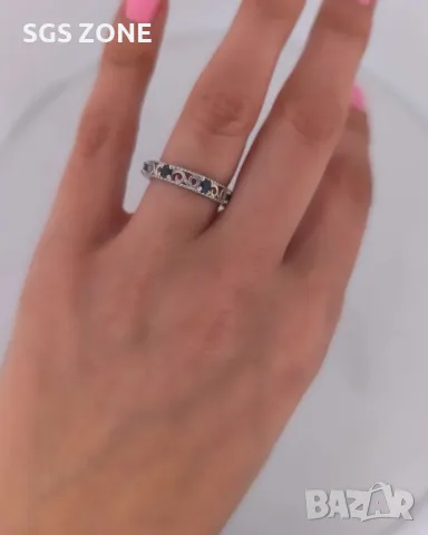 Сребърен Пръстен с Рубин, Сапфир, Изумруд , снимка 5 - Пръстени - 50311199