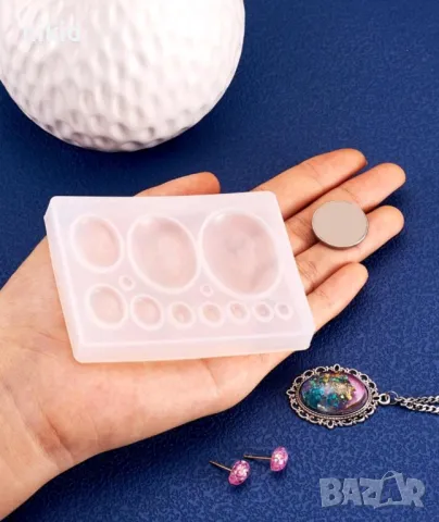 Различни размери Овал Елипс силиконов молд калъп бижутерски сладкарски смола изделия ръчна, снимка 3 - Форми - 30354255