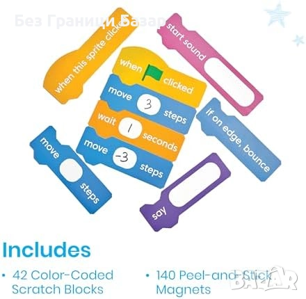 Нов Магнитни блокчета за програмиране Scratch STEM комплект за 8+ деца, снимка 2 - Образователни игри - 51495880