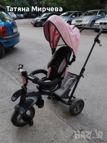 Розова триколка за момиче с опция сън, снимка 2 - Детски велосипеди, триколки и коли - 50740086