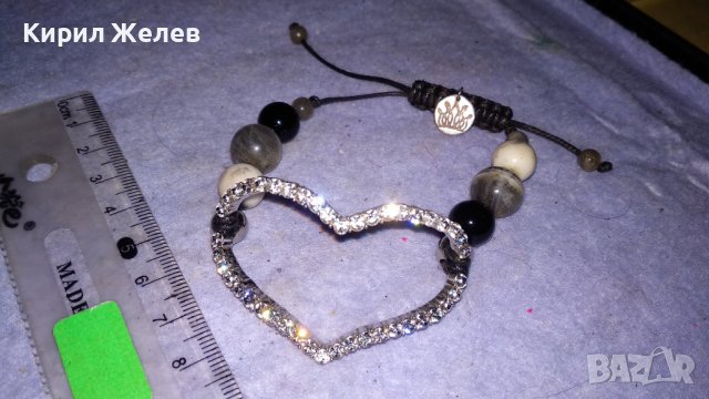 МАРКОВА СЪРЦЕВИДНА СРЕБРИСТА ХЕНД-МЕЙД ФЕШЪН АРТ ГРИВНА с ПОЛУСКЪПОЦЕННИ КАМЪНИ 34307