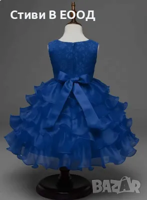 Детска рокля кристали тъмно синя ново. 3-5 години. налична, снимка 2 - Детски рокли и поли - 49880146