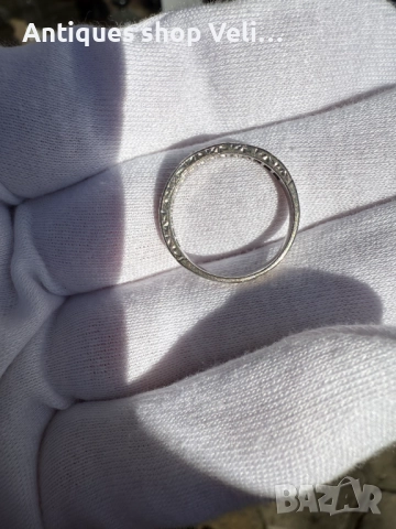 Златен пръстен 18к с диаманти №7640 , снимка 2 - Антикварни и старинни предмети - 52536166