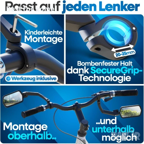 NEXTCOVER® Велосипедно огледало за кормило, снимка 3 - Части за велосипеди - 53726015