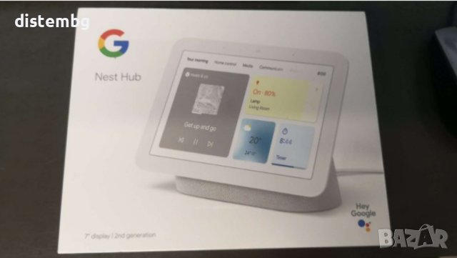 Смарт тонколона Google Nest Hub (2nd Gen), 7" touchscreen, Wi-Fi, Bluetooth, 3 микрофона,, снимка 2 - Друга електроника - 41317337