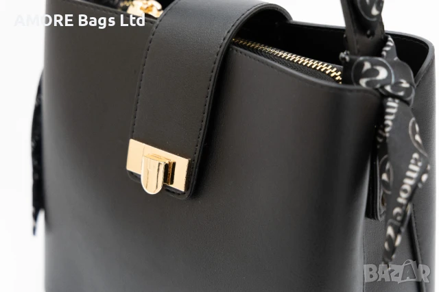 Класическа дамска чанта AMORE Isabella - Black, снимка 5 - Чанти - 50657264