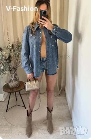 дънкова риза , снимка 9 - Ризи - 49175072