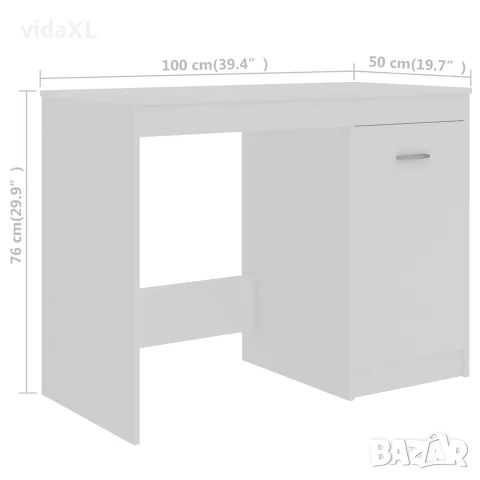 vidaXL Бюро, бяло, 140x50x76 см, инженерно дърво, снимка 9 - Бюра - 56146586