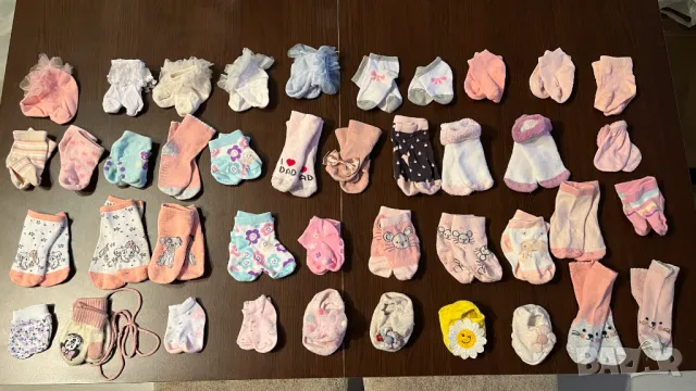 Чорапи за бебе (момиче). Лот от 40 бр