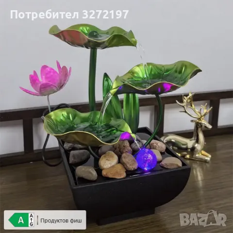 USB 3-степенен релаксиращ настолен,водопад-фонтан,LED пръстеновидна светлина за декорация, снимка 7 - Декорация за дома - 49764616