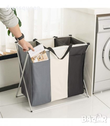 3064 Сгъваем кош за пране с 3 отделения, снимка 3 - Други - 34251518