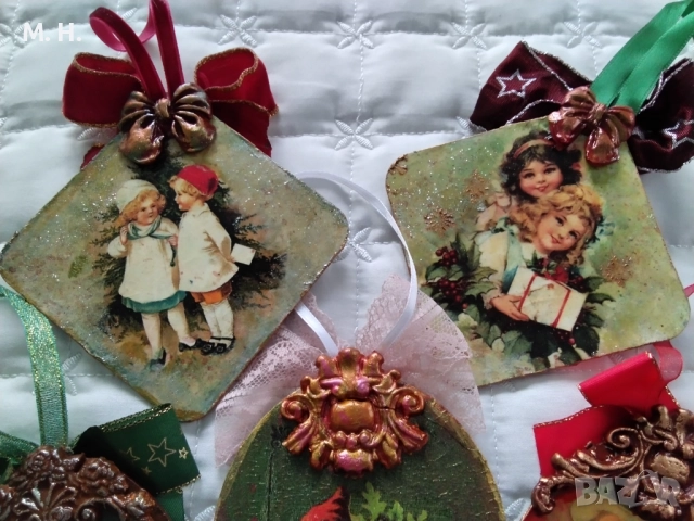 Винтидж коледна украса -ръчна изработка, снимка 4 - Декорация за дома - 51702867