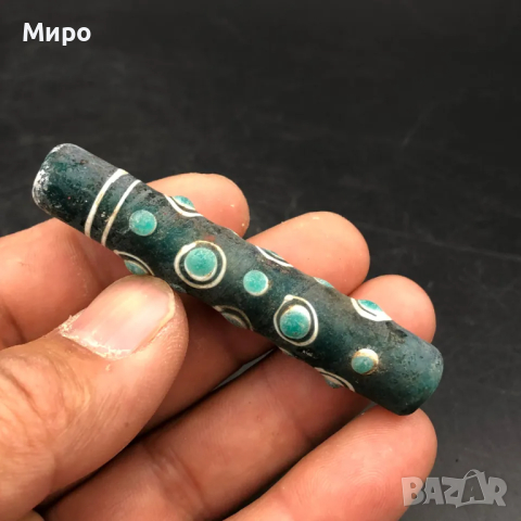 РИСУВАНО СТЪКЛО СТАРА МЪНИСТА ТАЛИСМАН ПРОТИВ УРОКИ АМУЛЕТ ДЗИ МЪНИСТА