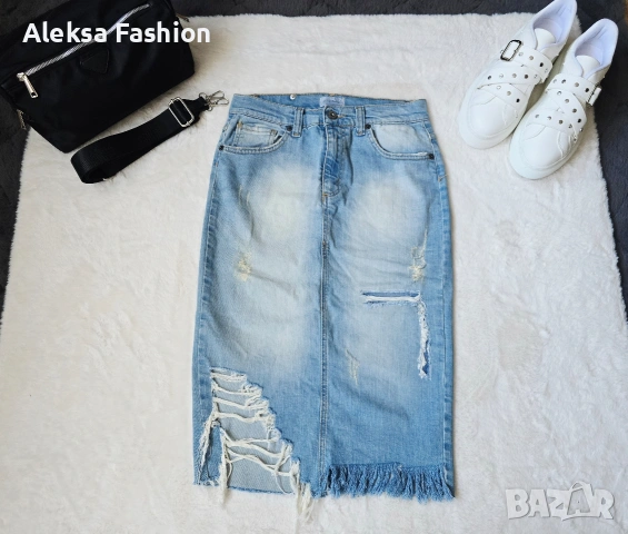 Дамска дънкова атрактивна пола, снимка 8 - Поли - 38639605