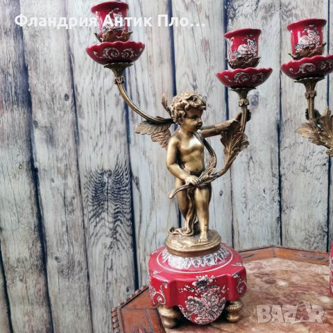 Чифт свещници - Ангели Red, снимка 3 - Декорация за дома - 41263533