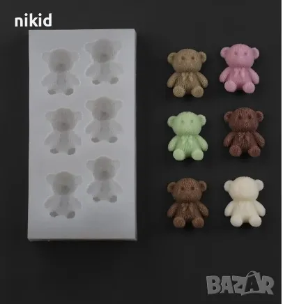 6 малки мечета мече силиконов молд форма фондан шоколад смола гипс желирани бонбони харибо