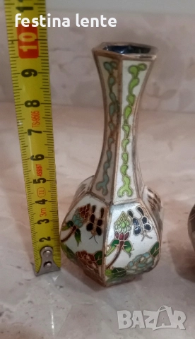 Чифт китайски мини вази клоазон, снимка 2 - Декорация за дома - 51595368