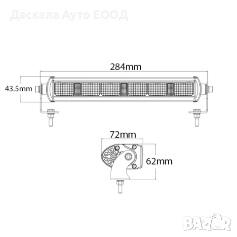 1бр. мини лед бар LED BAR 28cm, 30W с 6 диода, 12-24V, снимка 4 - Аксесоари и консумативи - 53810883